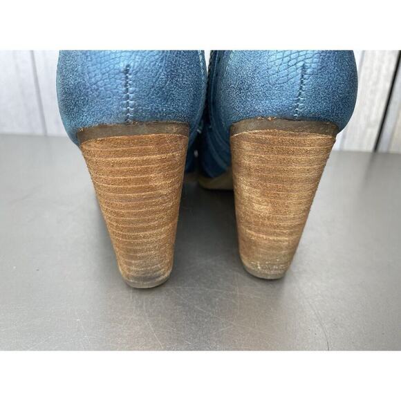 Naughty Monkey Boots Heeled Booties Bright Blue Diamond Perforated Size 7.5 - Picture 5 of 7